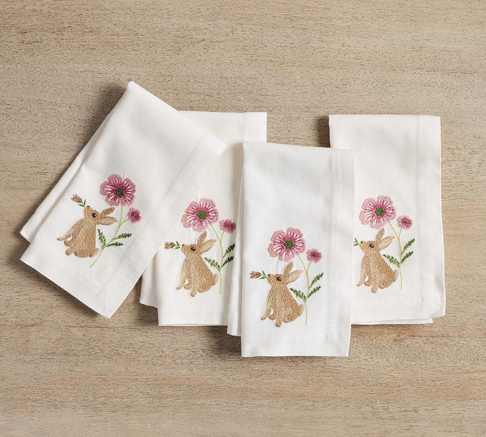 Spring Garden Cotton Embroidered Napkins - Set of 4 | Pottery Barn (US)