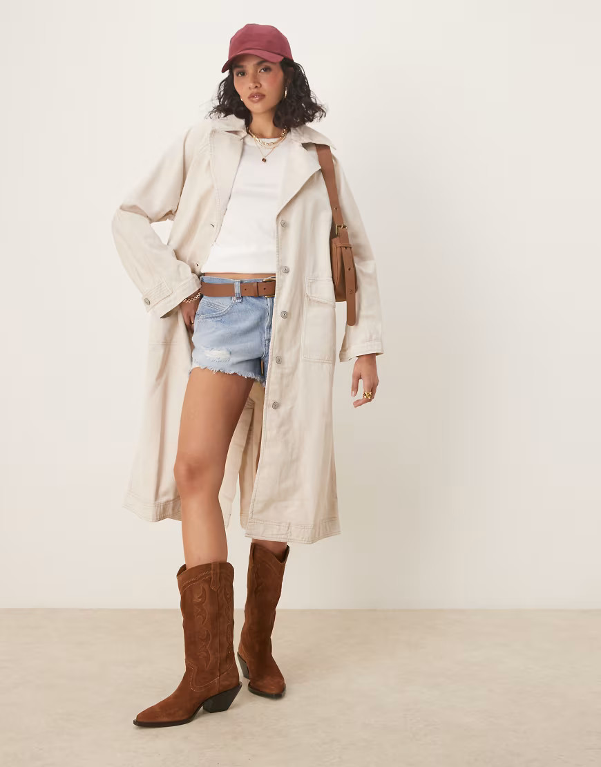 Free People perry washed trench coat in french oak-White | ASOS (Global)