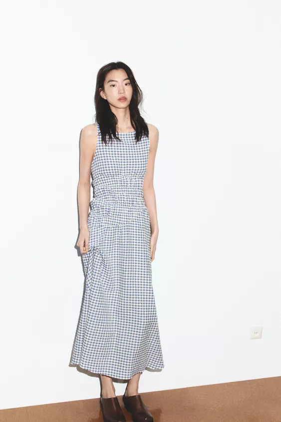 GINGHAM MIDI DRESS | Zara US