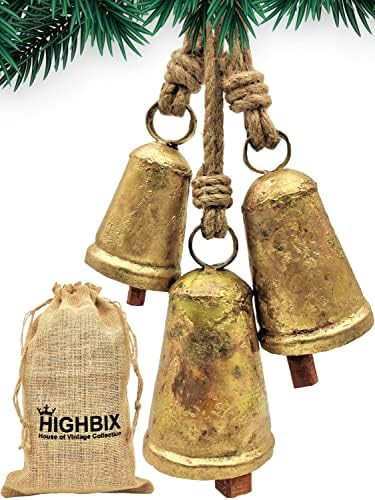HIGHBIX Set of 3 Giant Harmony Cow Bells Huge Vintage Handmade Rustic Lucky Christmas Hanging Con... | Amazon (US)