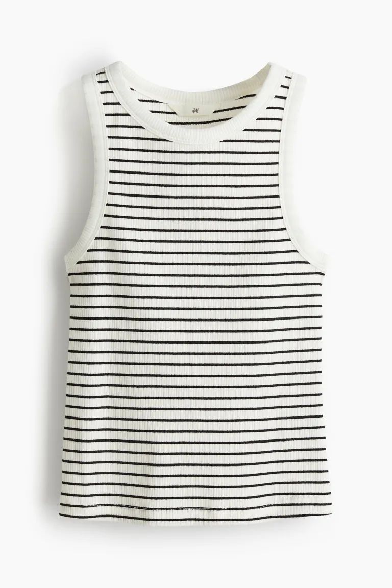 Ribbed Tank Top - White/striped - Ladies | H&M US | H&M (US + CA)