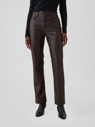 High Rise Recycled Vegan Leather '90s Straight Pants | Gap (US)