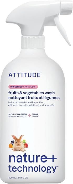 ATTITUDE Fruit & Vegetable Wash, Unscented Food-Safe Produce Wash to Remove Dirt, Wax & Residue, ... | Amazon (US)