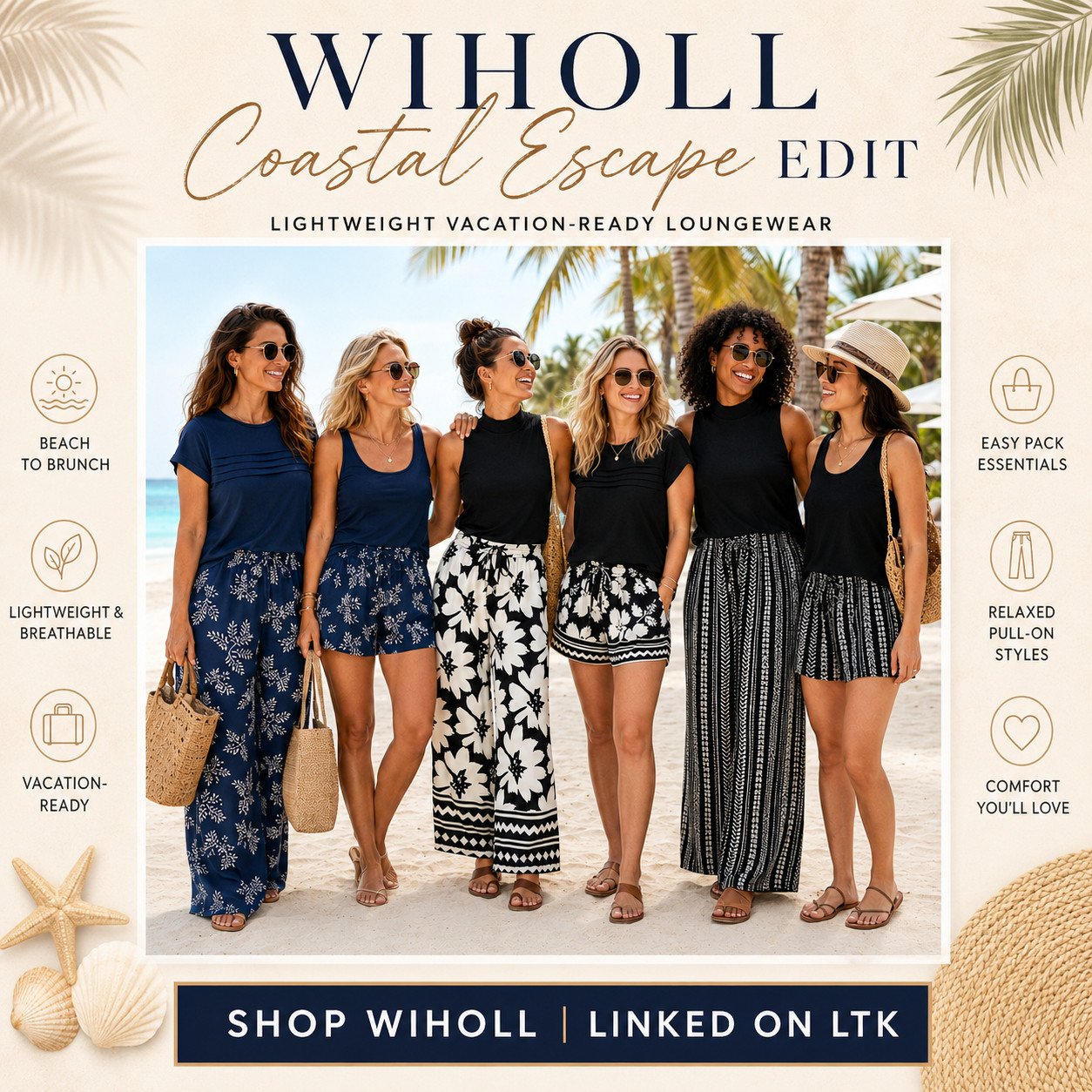 WIHOLL Summer Chic | Mix & Match Beach Loungewear | Wide Leg Pants, Shorts & Tops

Lightweight lounge shorts and pull-on pants that make summer outfits feel easy, breezy, and instantly vacation-ready 🌊

These WIHOLL vacation-ready loungewear pieces are such good Amazon fashion finds if you want comfy summer outfits that still feel polished enough to wear outside the house.

The relaxed pull-on fit, lightweight feel, easy waistbands, beachy prints, and mix of shorts and wide leg pants are what make this edit stand out — they give that effortless coastal outfit look while still being practical for travel days, beach trips, brunch, resort mornings, coffee runs, errands, and everyday summer plans.

What I love about these is that they look relaxed but still intentional!!

They have that “packed this for vacation and ended up wearing it nonstop” energy because they’re easy to throw on, easy to style, and comfortable enough for all-day wear without looking sloppy.

These are especially good if you want affordable Amazon vacation outfits that feel breathable, relaxed, packable, and cute enough for beach-to-brunch styling.

Pair them with a fitted tank, simple tee, sleeveless top, black or white bodysuit, bikini top, sandals, raffia tote, sunglasses, straw hat, or lightweight button-down for that easy coastal outfit that feels put together without trying too hard.

I did the digging for you — if you’ve been wanting cute Amazon loungewear, WIHOLL shorts, pull-on pants, wide leg beach pants, vacation outfits, resort wear, beach-to-brunch outfits, or comfy summer pieces that still look elevated, these are the styles I’d check first before prints and sizes start moving!!

📌 SAVE this for beach trips, summer vacations, and easy Amazon outfit ideas.

↓ Everything is linked!

#LTKActive #LTKSaleAlert #LTKTravel
