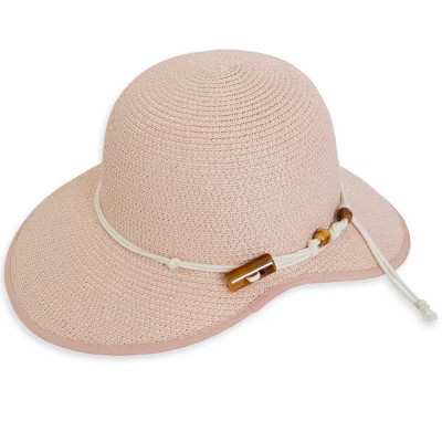 Magid Straw & Rope Acrylic Accent Garden Hat Blush | Target
