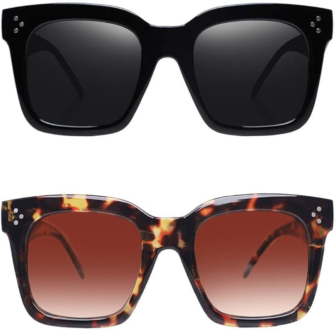 TAOTAOQI Vintage Women Oversized Sunglasses Designer Luxury Square Sun Glasses UV400 Protection F... | Amazon (US)