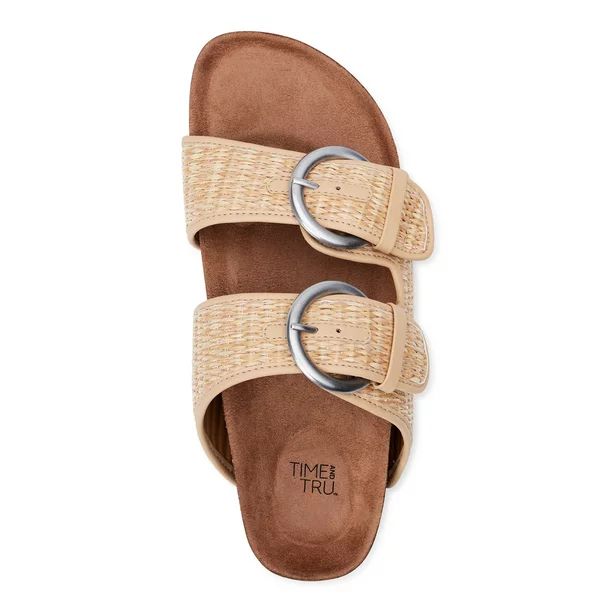 Time and Tru Women's Rafia Footbed Slide Sandal | Walmart (US)