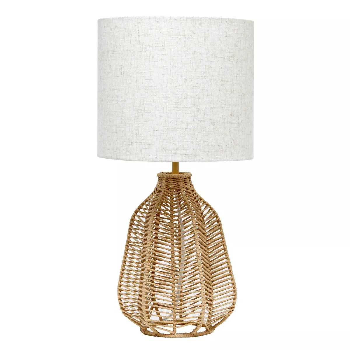 21" Vintage Rattan Wicker Style Paper Rope Bedside Table Lamp with Fabric Shade - Lalia Home | Target