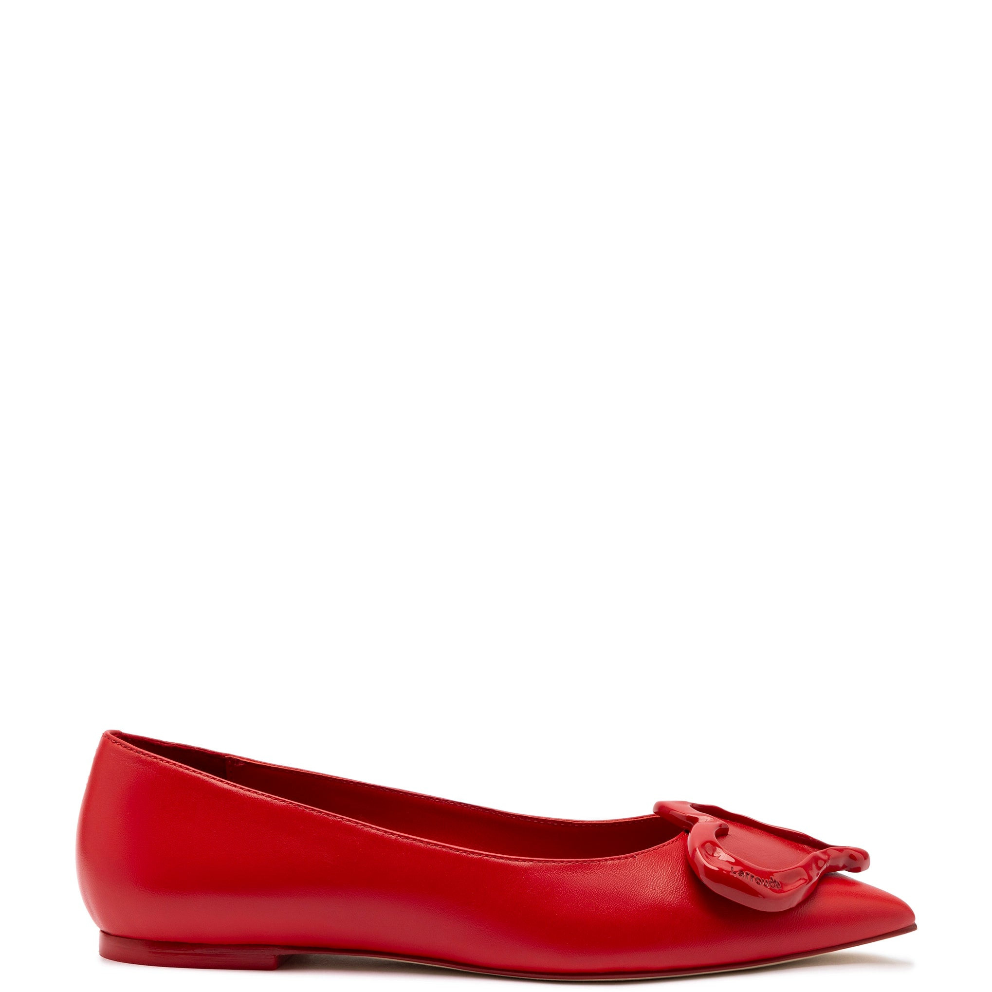 Lee Amore Flat In Scarlet Leather | Larroude