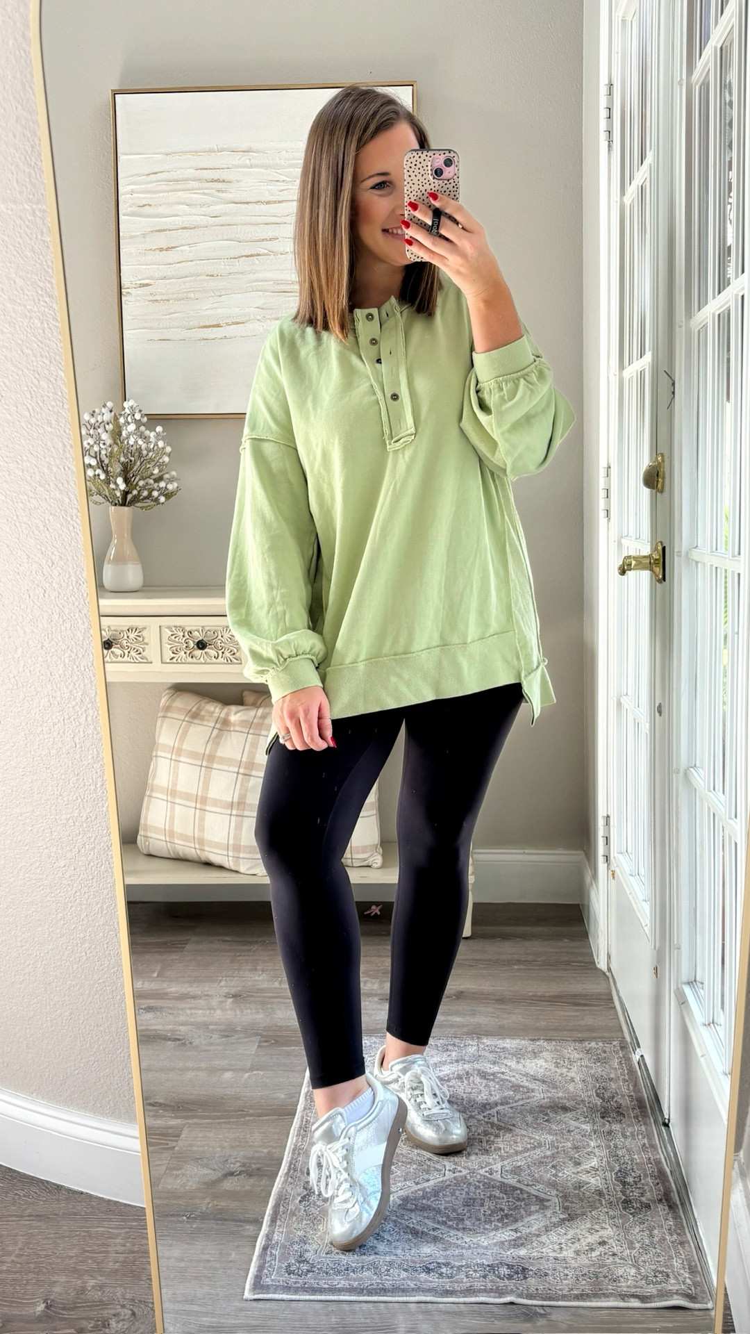 Love this oversized comfy pullover paired with leggings 💚🫶🏻

Sized up to a large 

#LTKTravel #LTKStyleTip #LTKMidsize
