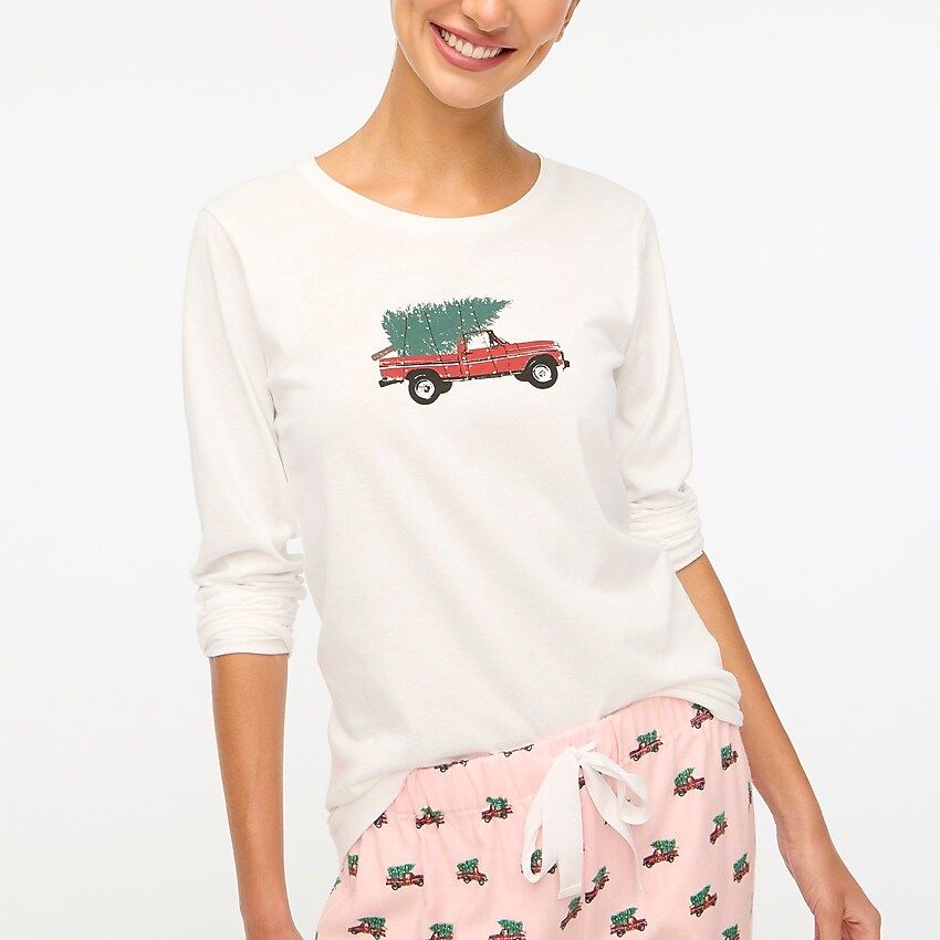 Long-sleeve holiday truck graphic tee | J.Crew Factory