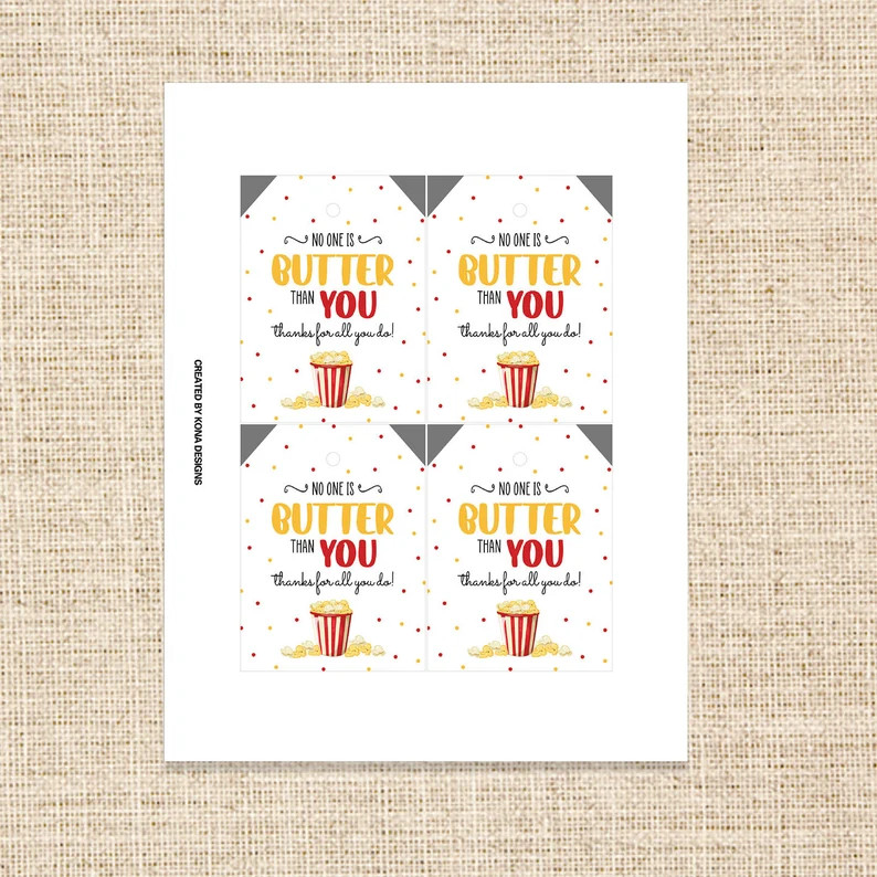 Printable Popcorn Tag | Popcorn Thank You Gift Tags | Teach Appreciation Tag | Staff Appreciation... | Etsy (US)
