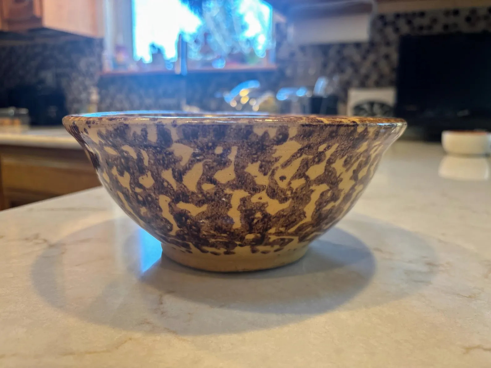 Antique Yellow Ware Spongeware Rockingham Primitive Glaze Bowl - Etsy | Etsy (US)