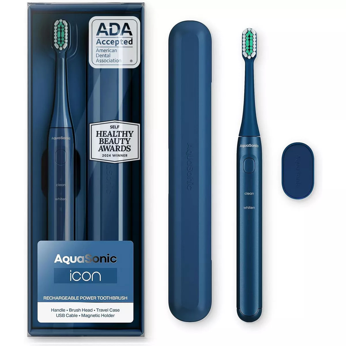 Aquasonic Icon ADA-Accepted Rechargeable Toothbrush | Magnetic Holder & Slim Travel Case | 2 Brus... | Target