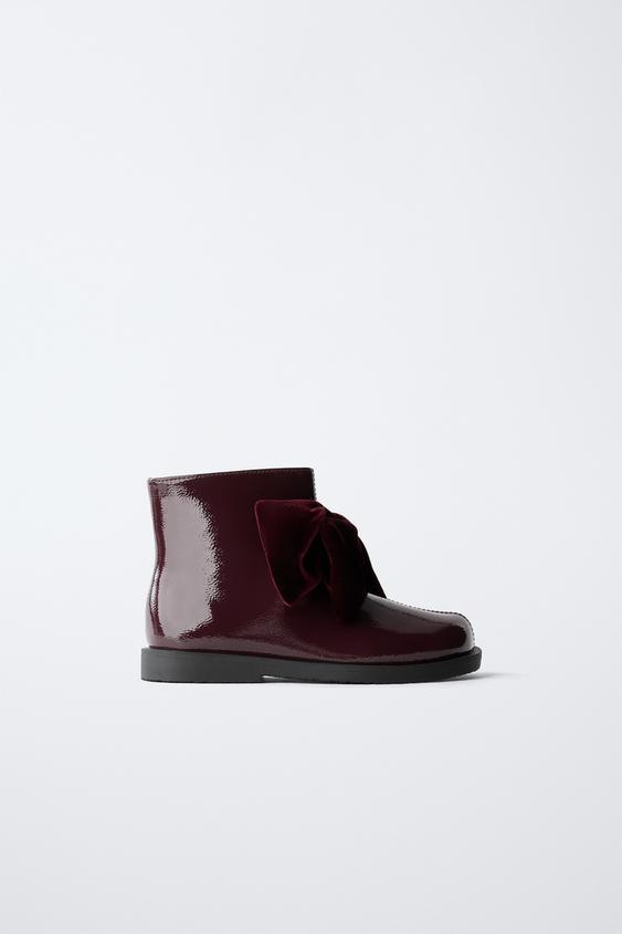 PATENT FINISH BOW BOOTS | Zara US