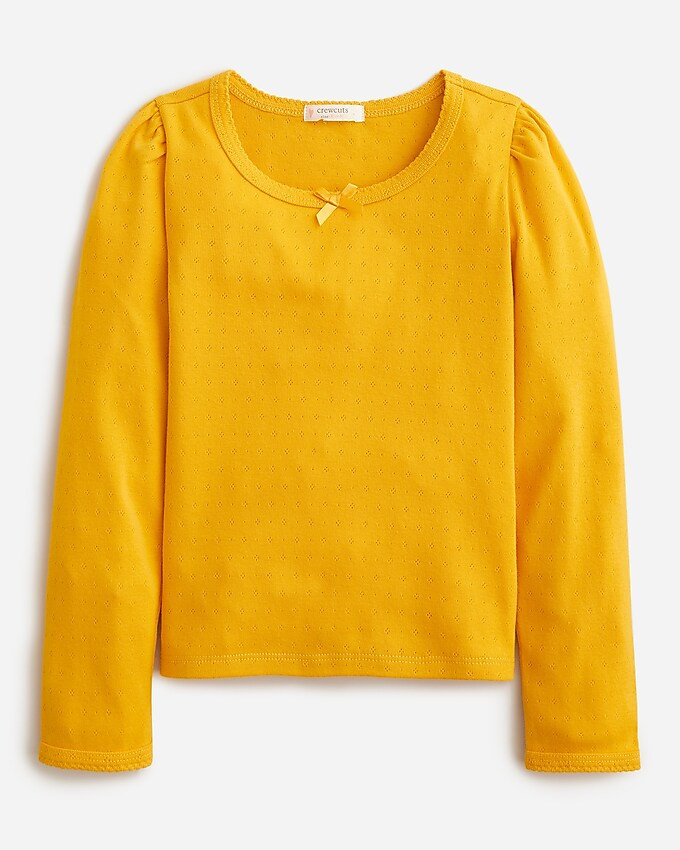 Girls' puff-sleeve pointelle T-shirt | J. Crew US
