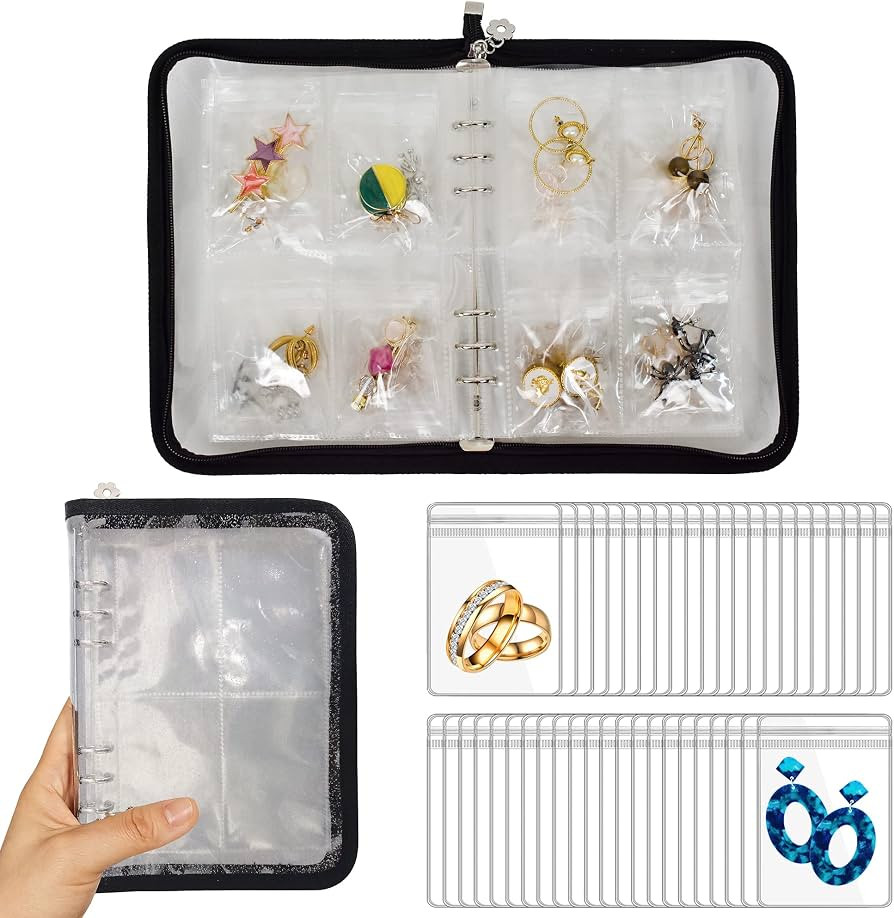 Earring Organizer Case Travel Jewelry Organizer Transparent Jewelry Storage Book for Necklace Bra... | Amazon (UK)
