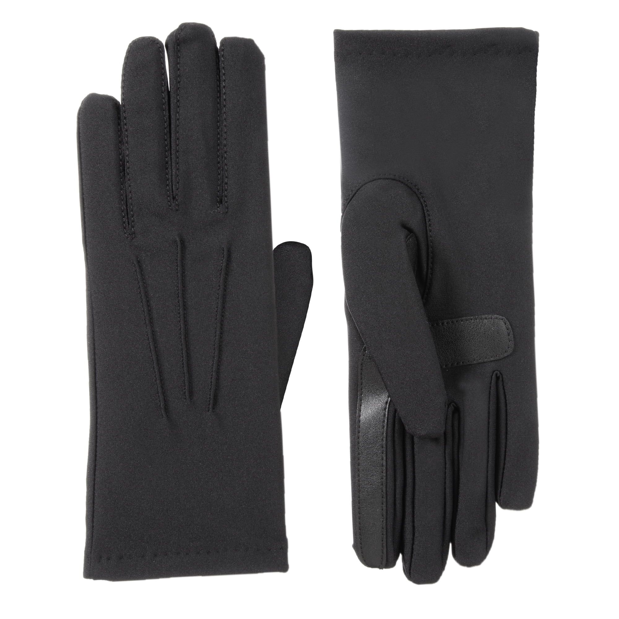 Isotoner Women's Lined Water Repellent Spandex Touchscreen Gloves Black | Walmart (US)