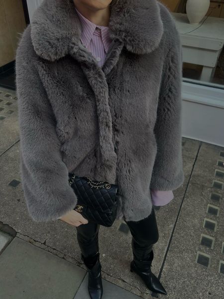 Faux fur coat, patent trousers, Chanel bag, Frankie shop shirt 

#LTKeurope #LTKstyletip