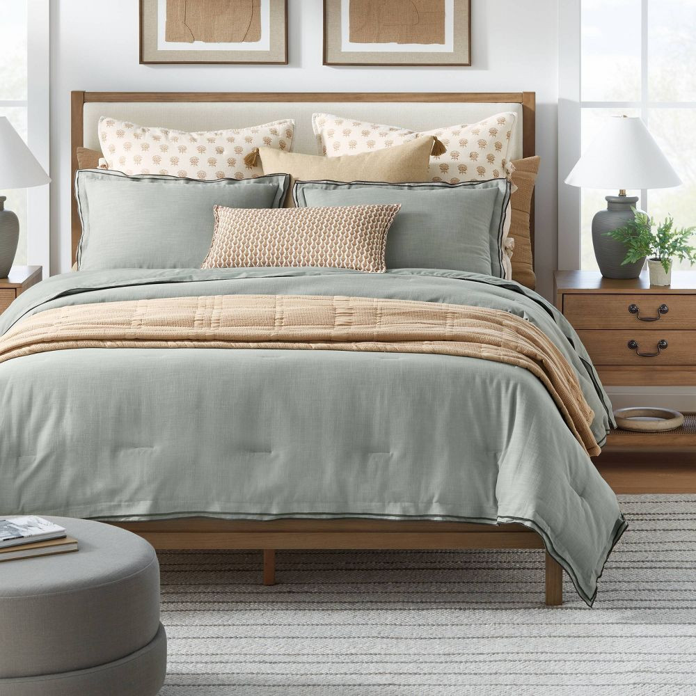 Threshold Studio McGee Cotton Slub Comforter Set Double Flange, Teal Green, King  | eBay | eBay US