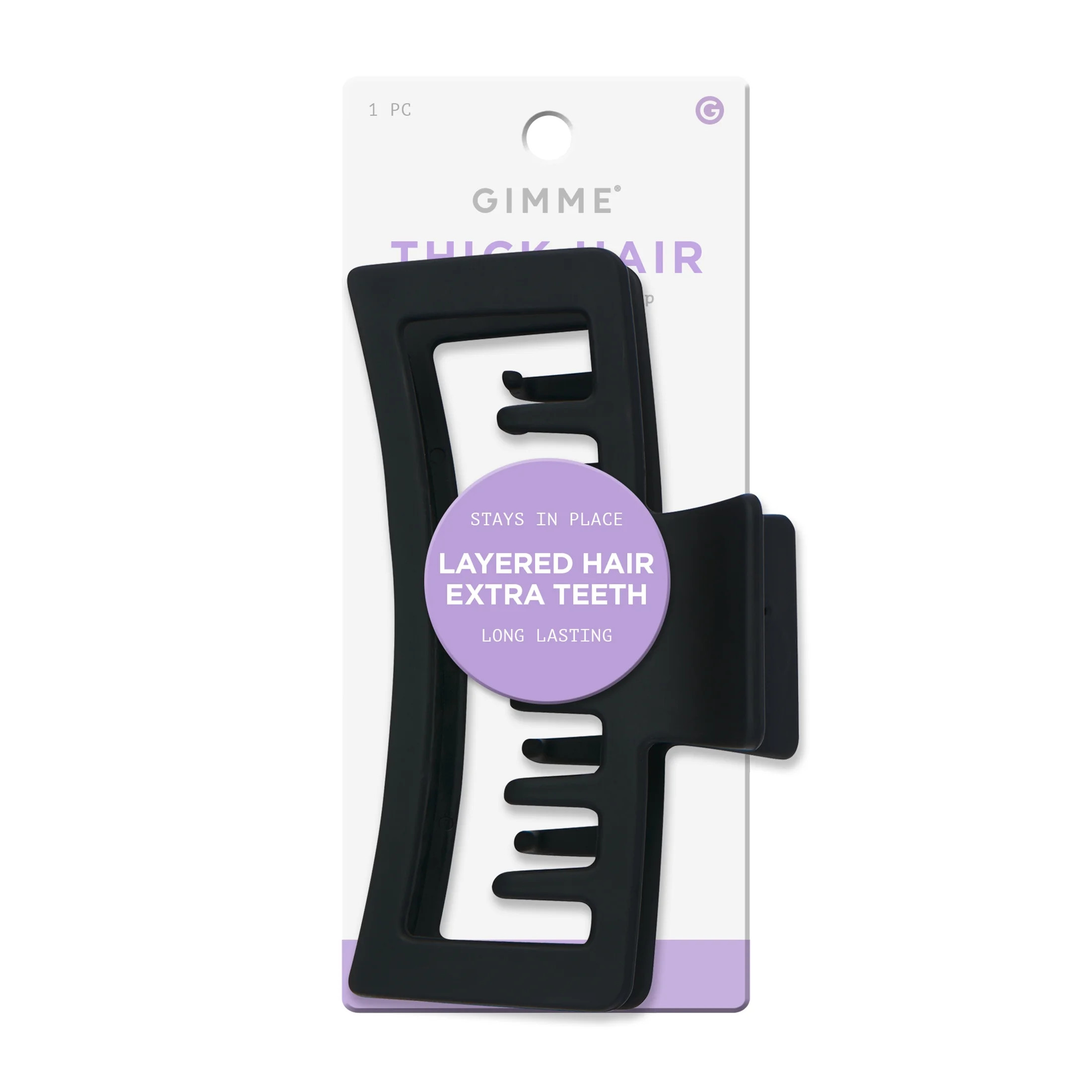 Gimme Beauty Claw Clip Thick Rectangle Xtra Large Double Teeth Black 1 Ct | Walmart (US)