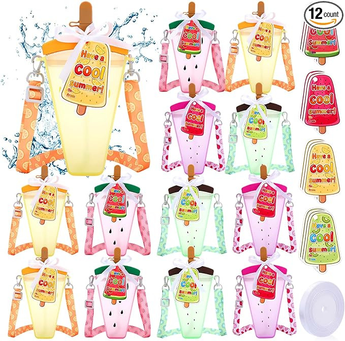 Sieral 12 Sets End of The Year Gifts Bulk Ice Cream Water Bottles with Gift Tag Cute Kawaii Plast... | Amazon (US)