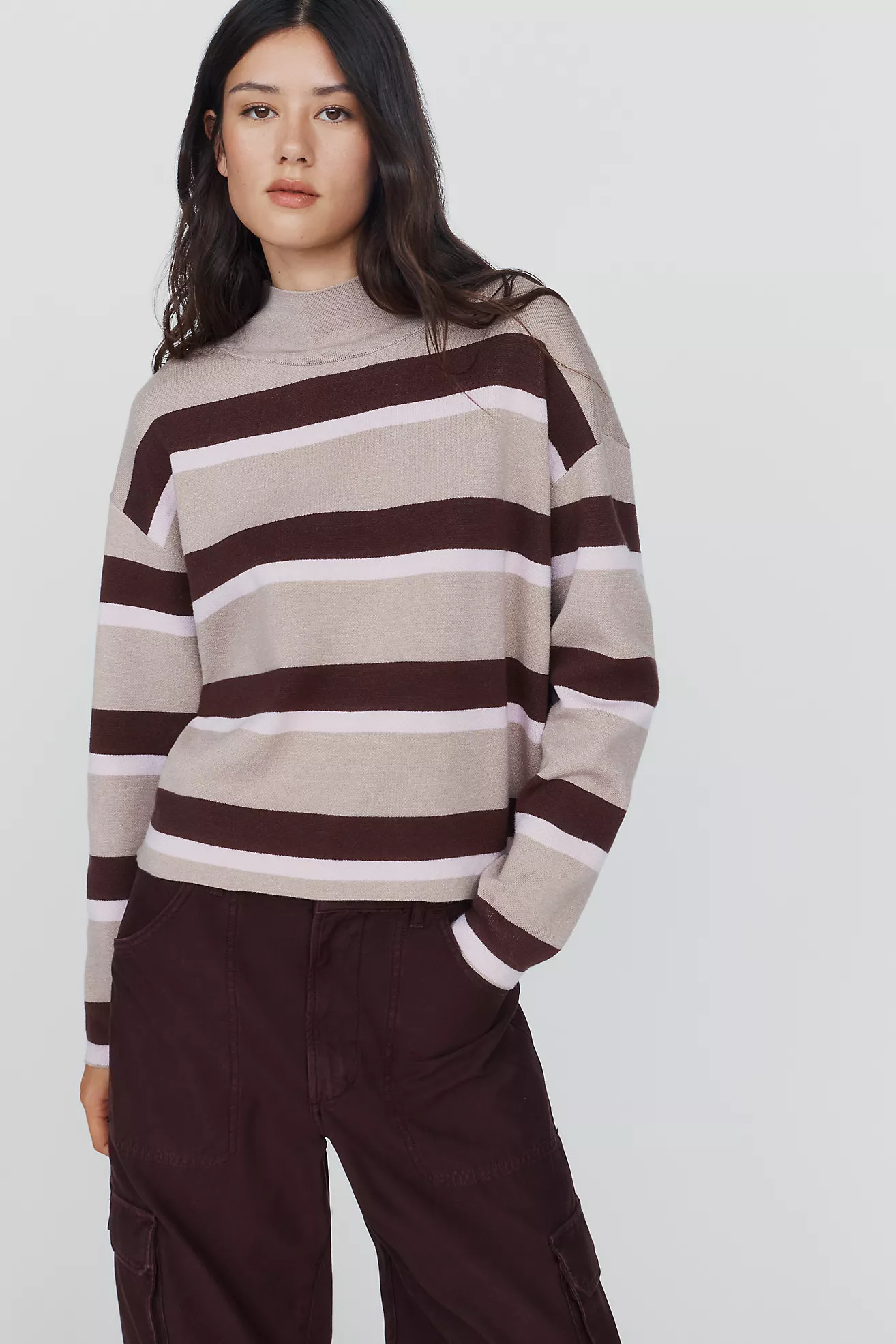 Maeve Carys Mock Neck Sweater By Maeve in White Size S P | Anthropologie (US)