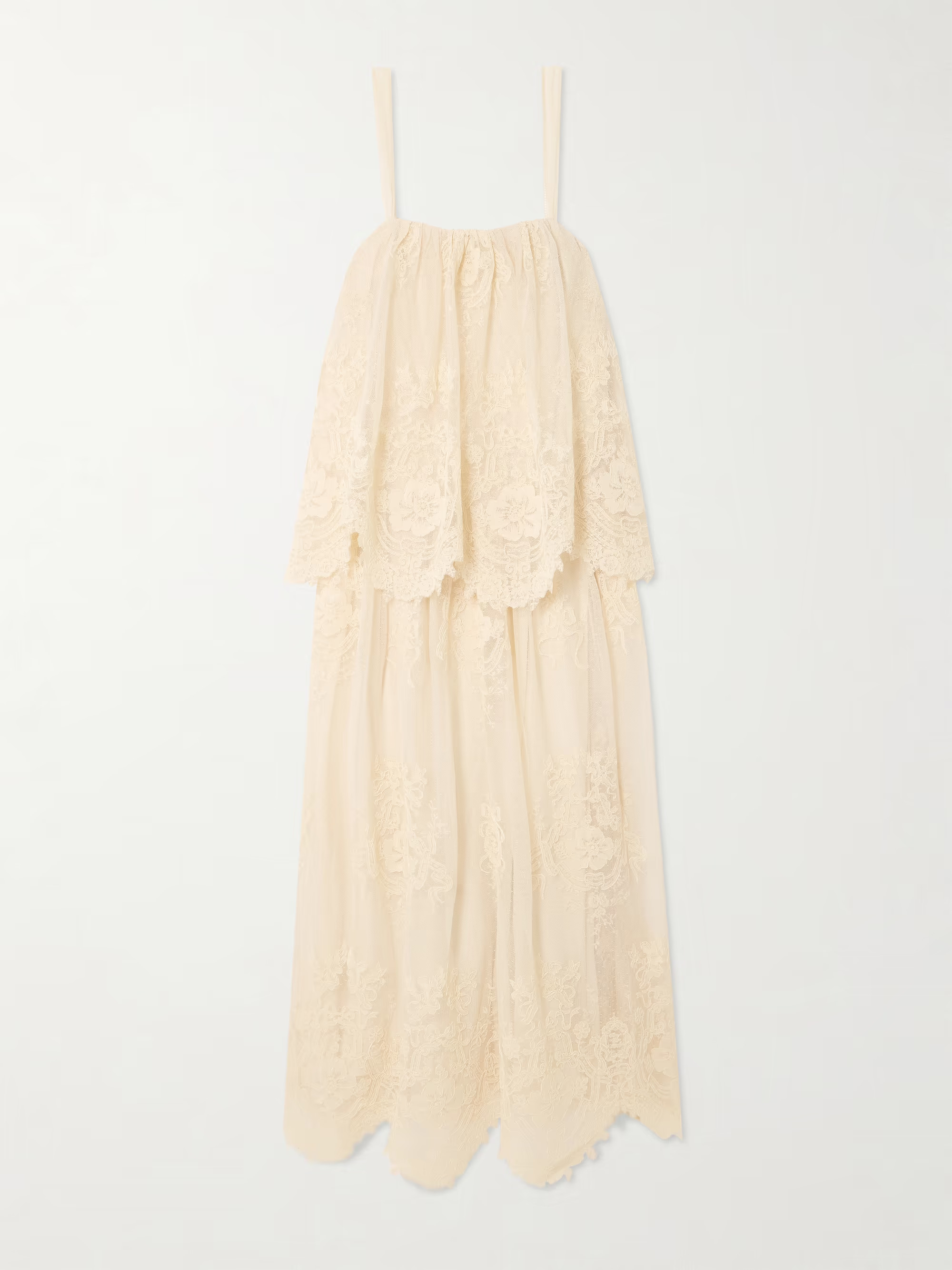 Tiered lace midi dress | NET-A-PORTER (US)