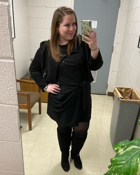 Took a little break from all black outfits for Easter… but we are back to black! Love this little black dress and (wide calf friendly) knee high boots!

#LTKcurves #LTKstyletip #LTKworkwear