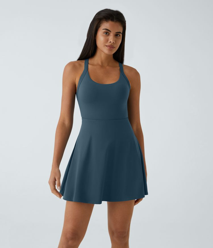 Women’s Backless Twisted Flare Dance Active Dress-Longer Length-Easy Peezy Edition - Halara | HALARA