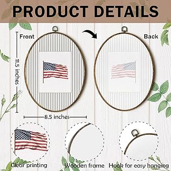laveliabel Retro American Flag Oval Canvas Art Wall Decor, Patriotic Americana Framed Canvas Prin... | Amazon (US)