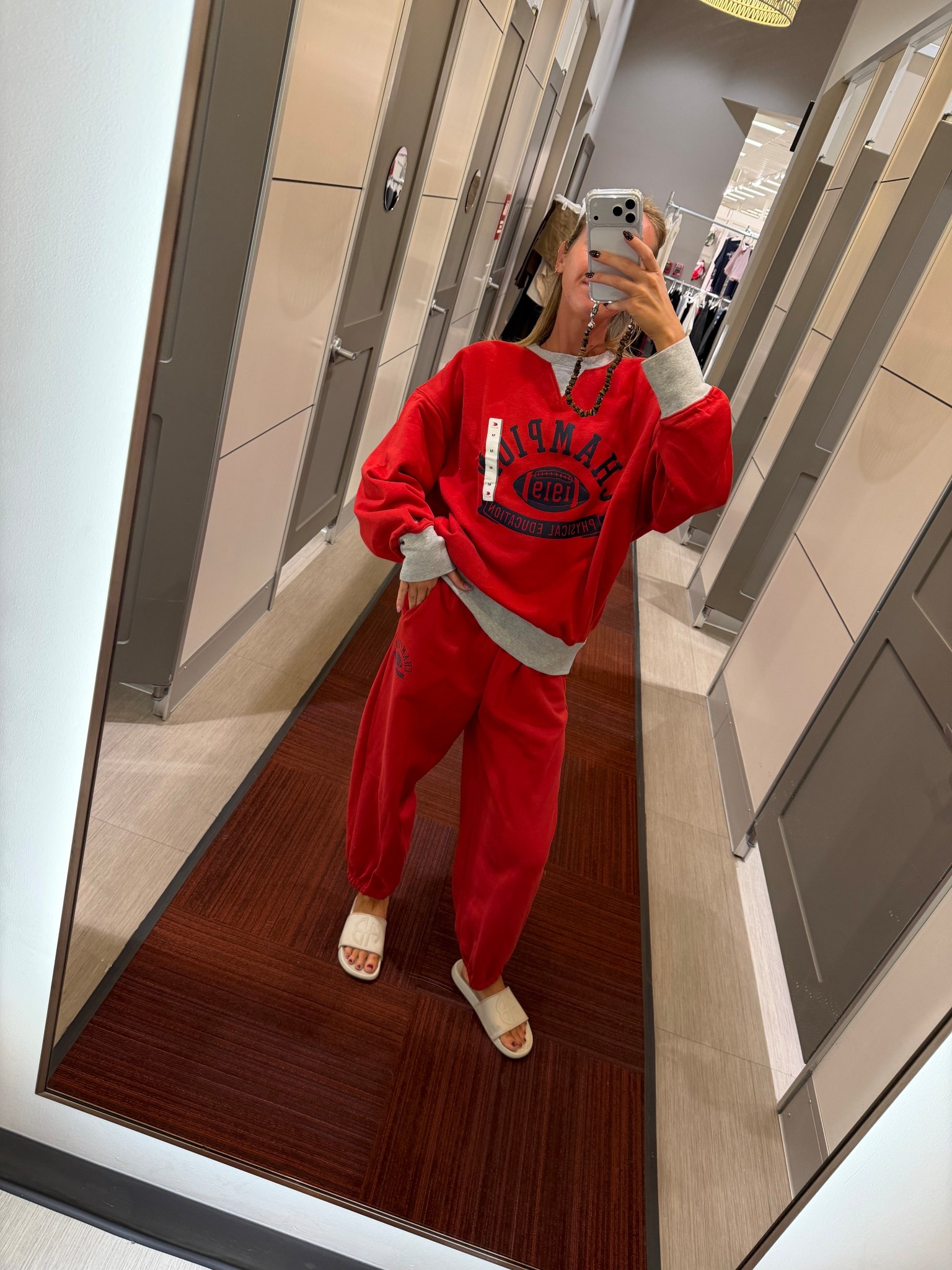 The champion lounge sets at target!! Wearing small pants and a medium top but went back for a small top! Runs big! 