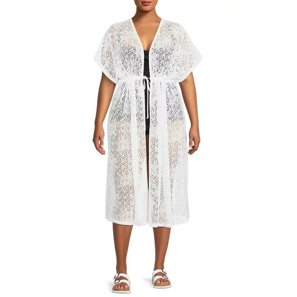 Time and Tru Women's and Women's Plus Crochet Tie Front Cover-Up | Walmart (US)