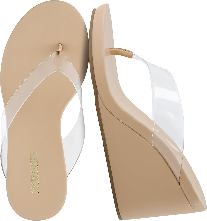 CUSHIONAIRE Bera Platform Thong Womens Sandals, Stylish Wedge Flip Flops for Women with Contoured... | Amazon (US)