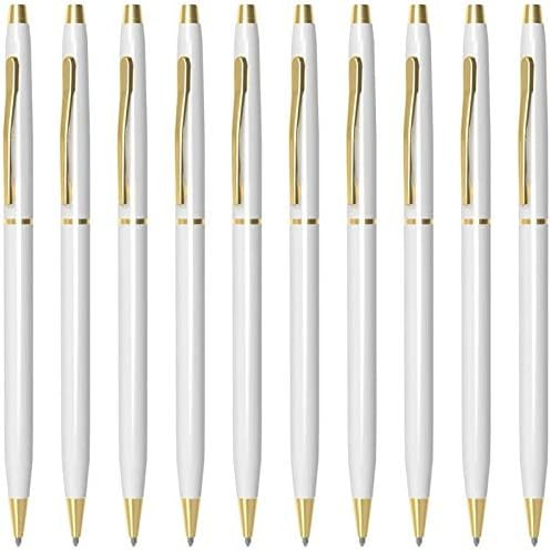 Cambond White Pens, Ballpoint Pen Bulk Black Ink 1.0 mm Medium Point Retractable Stick Pens Smooth W | Amazon (US)