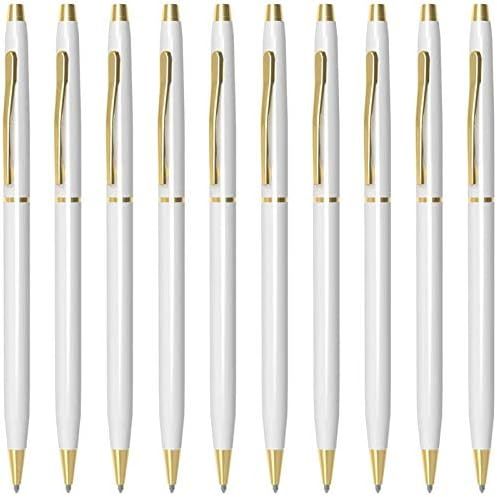 Cambond White Pens, Ballpoint Pen Bulk Black Ink 1.0 mm Medium Point Retractable Stick Pens Smooth W | Amazon (US)
