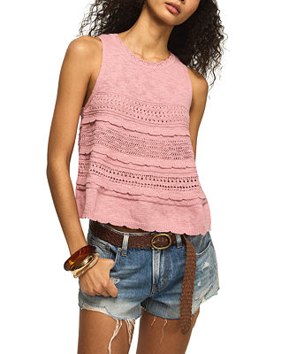 Lucky BrandWomen's Tiered Ruffle Crewneck Sweater Tank Top | Macy's
