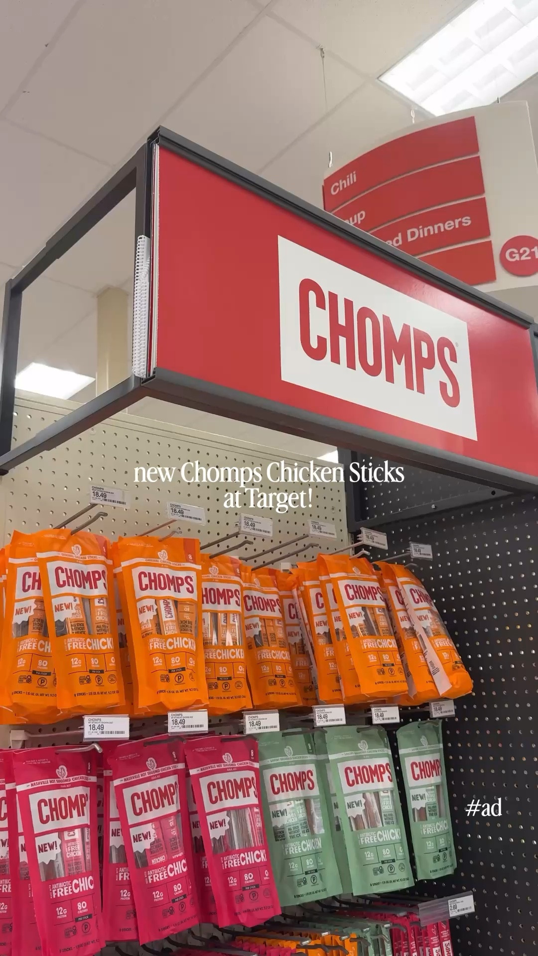 #ad new @chomps Chicken Sticks available at @target! 3 new flavors: Original Chicken, Nashville Hot Chicken, and Savory Breakfast Chicken each with 12g of protein + 0g of sugar! We love them for on the go snacks and in lunch boxes! #ChompsPartner #targetpartner #liketkit
