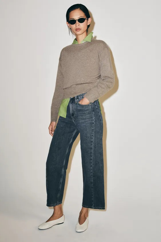 ZW COLLECTION MID-WAIST RELAXED ANKLE JEANS | Zara UK