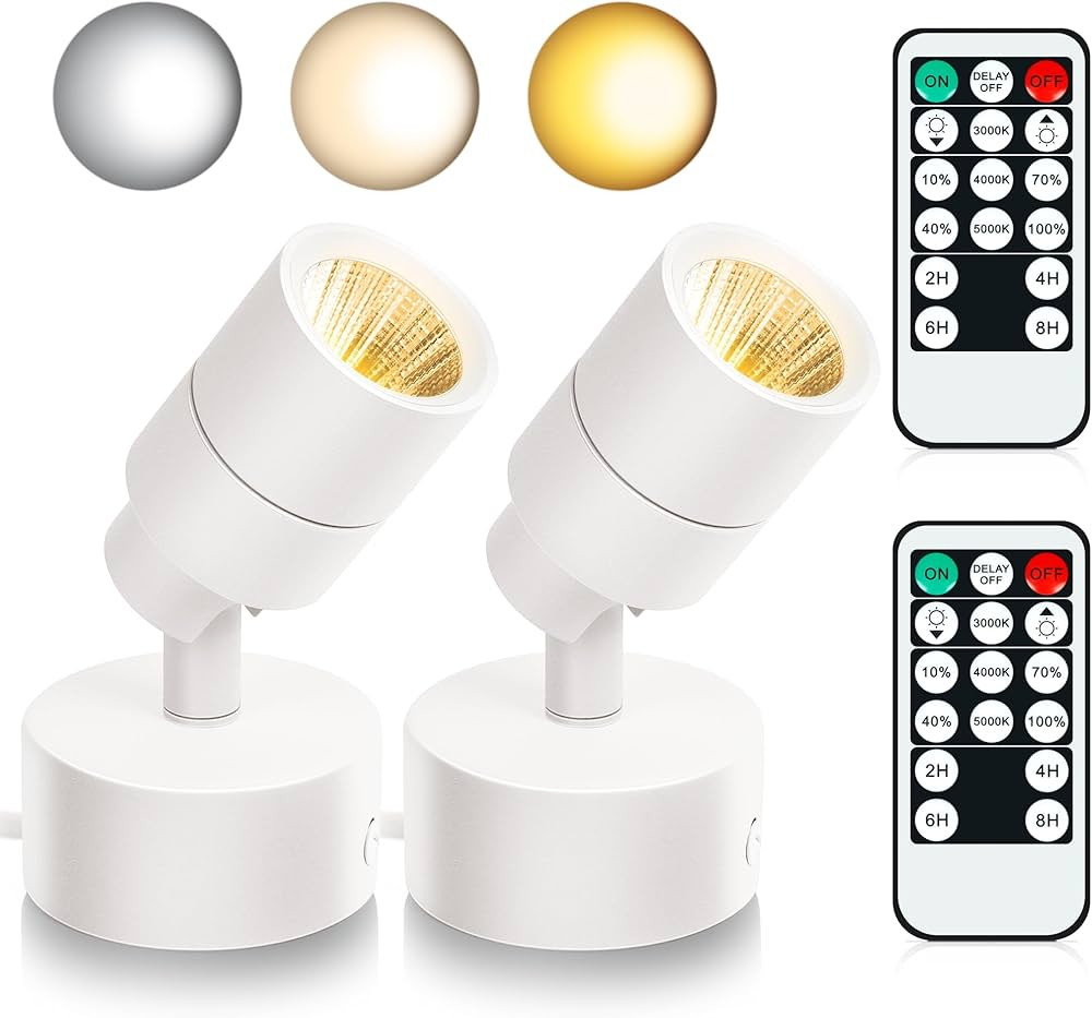 2 Pack LED Spot Lights Indoor, 3W Uplighting Indoor with Remote Control Dimmable and Timer, 3 Lig... | Amazon (US)