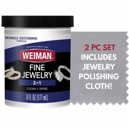 Weiman Fine Jewelry Liquid Cleaner With Polishing Cloth Included - Restores Shine and Brilliance to Gold Diamond Platinum Jewelry and Precious Stones 6 Oz | Walmart (US)