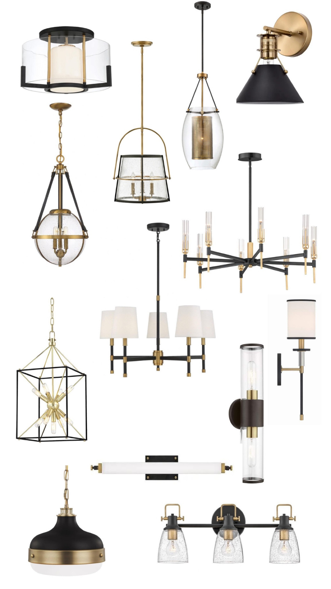 Modern black and brass lighting options. 

#LTKhome