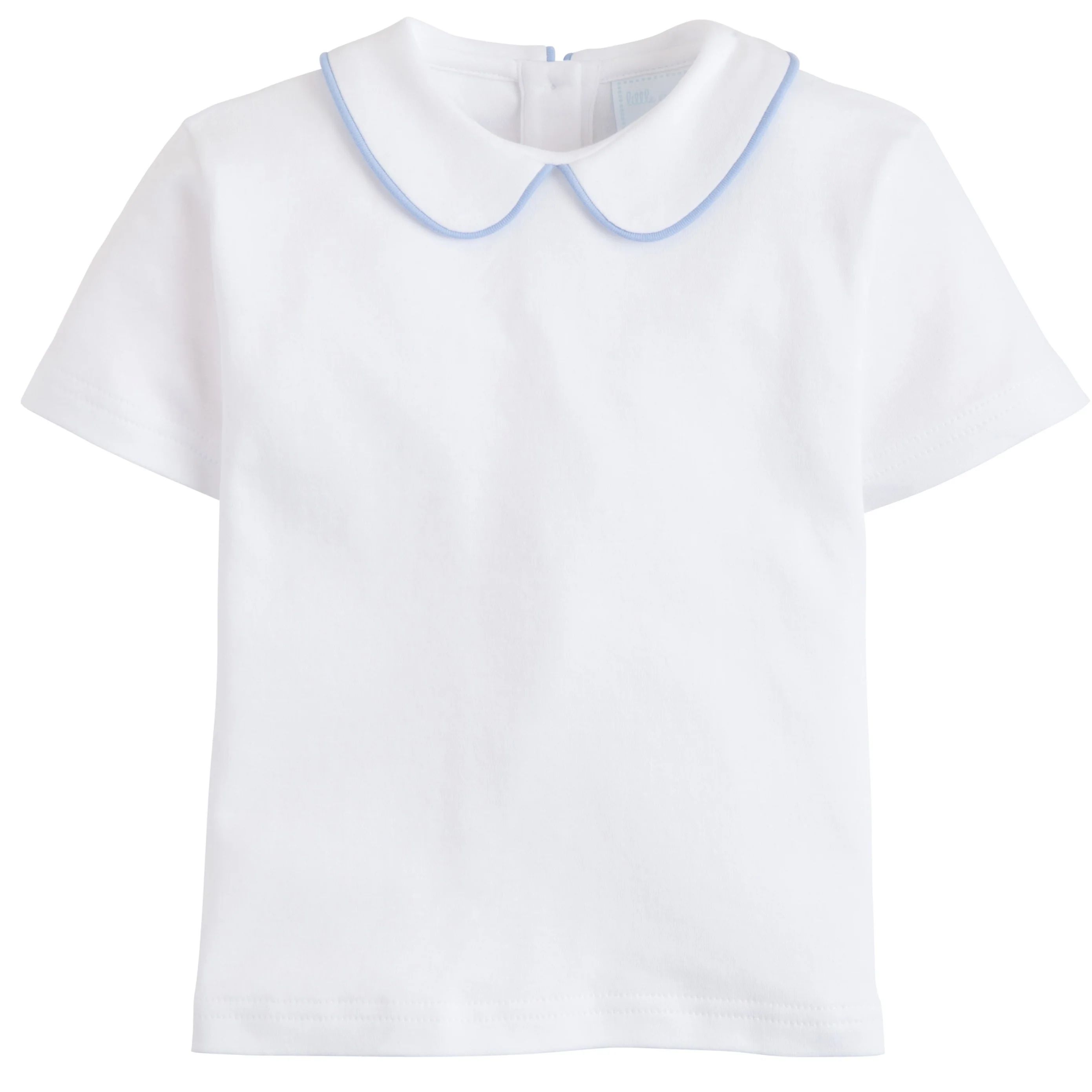 Light Blue Piped Peter Pan Short Sleeve Shirt | Loozieloo
