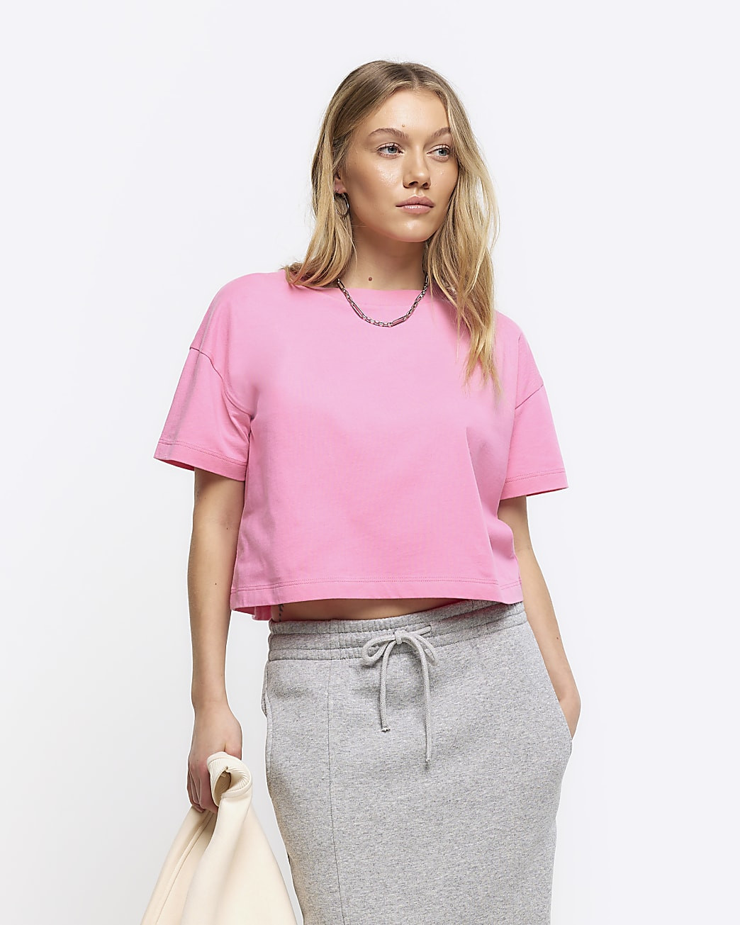 Petite pink boxy t-shirt | River Island (UK & IE)
