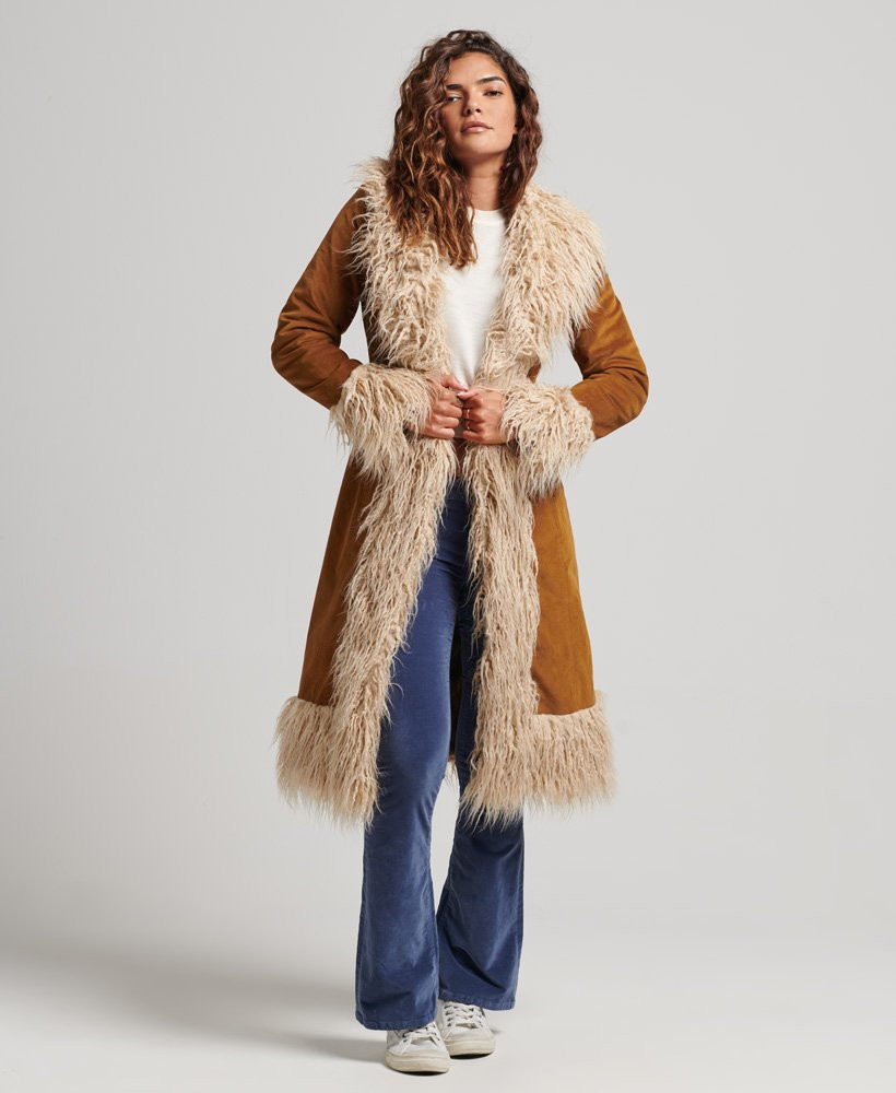 Faux Fur Lined Longline Afghan Coat | Superdry (UK)
