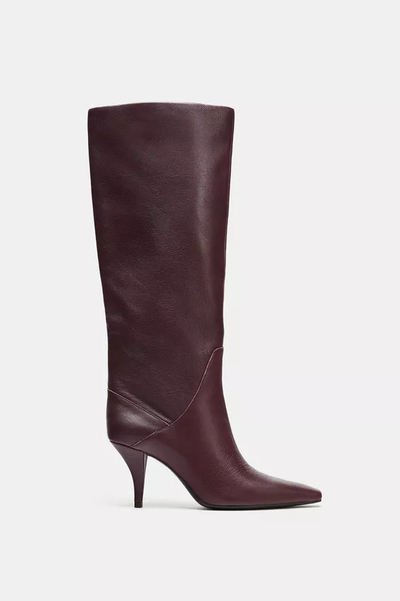 LEATHER HEEL BOOTS | Zara US