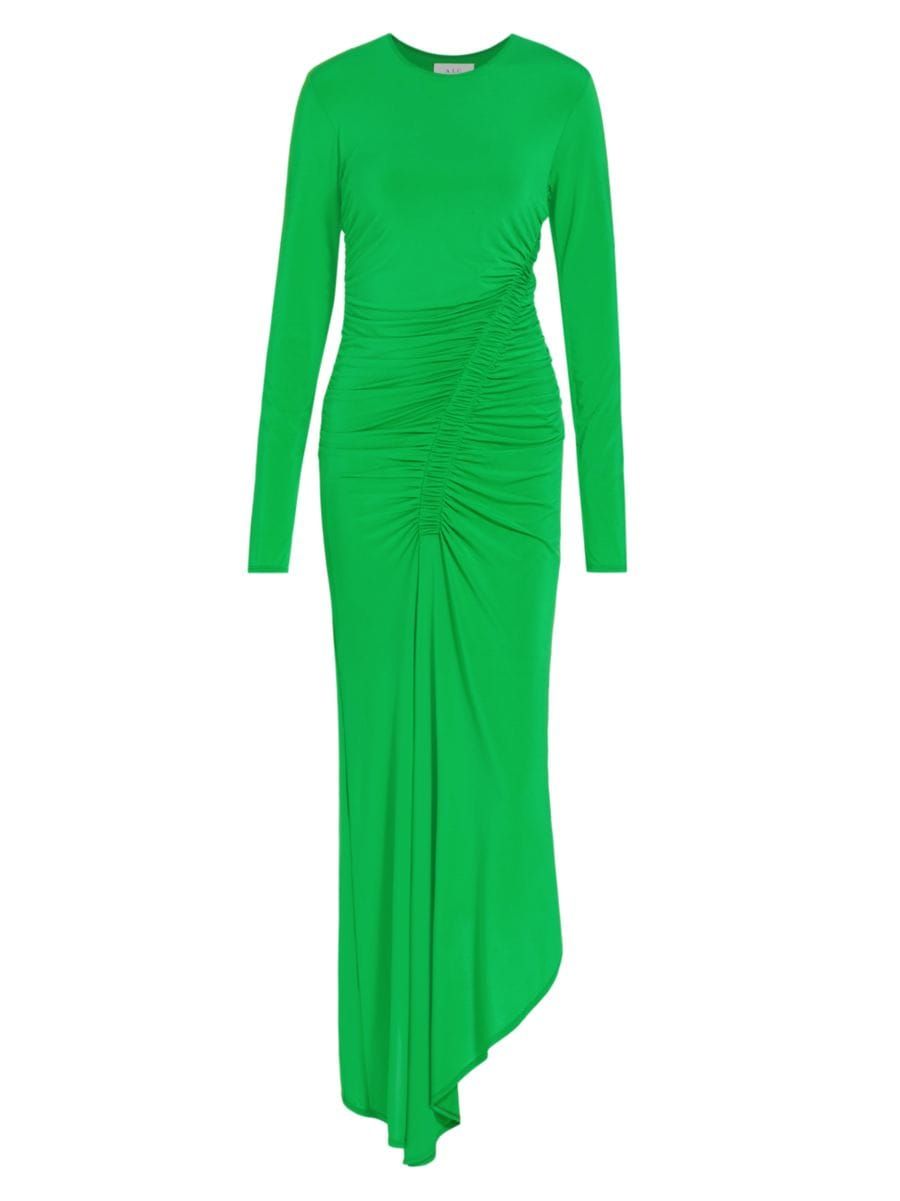 Shop A.L.C. Adeline Asymmetric Ruched Maxi Dress | Saks Fifth Avenue | Saks Fifth Avenue