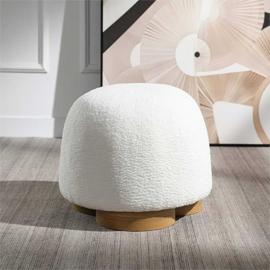 Round Foot Stool, Small Mushroom Ottoman Pouf Footstools Modern Boucle Ottoman Footrest Under Des... | Amazon (US)