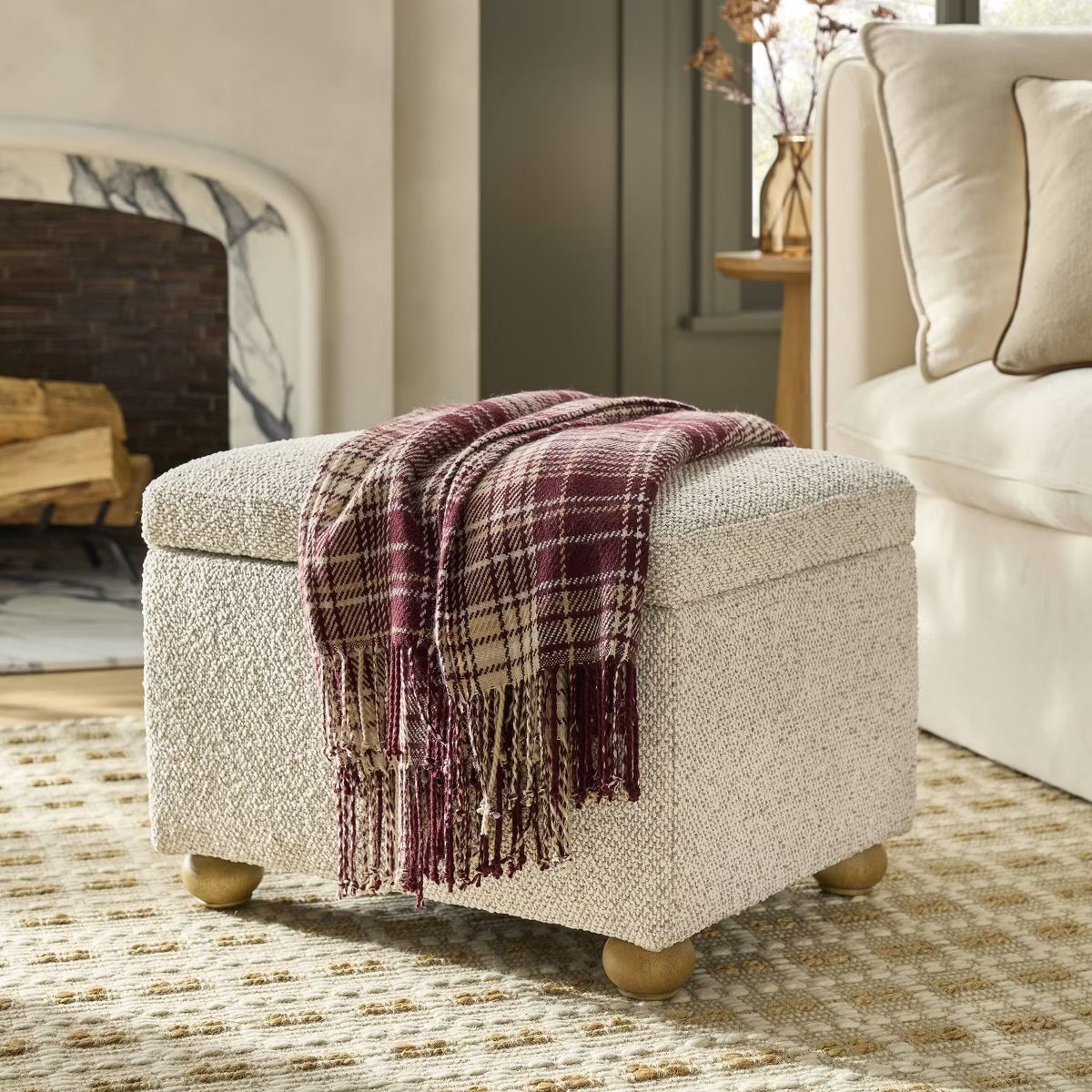 Fall Plaid Woven Throw Blanket Burgundy/Cream - Hearth & Hand™ with Magnolia | Target