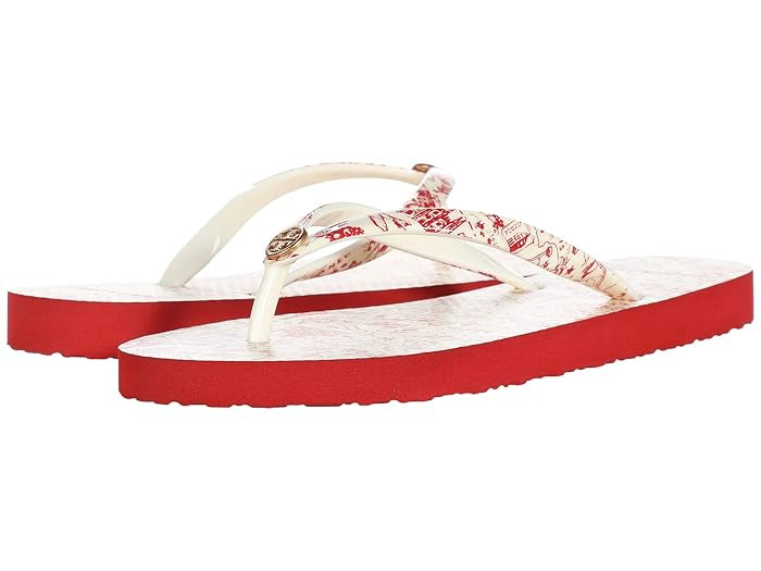 Tory Burch Printed Thin Flip-Flop (Red Destination/Red Destination) Women's Sandals | Zappos